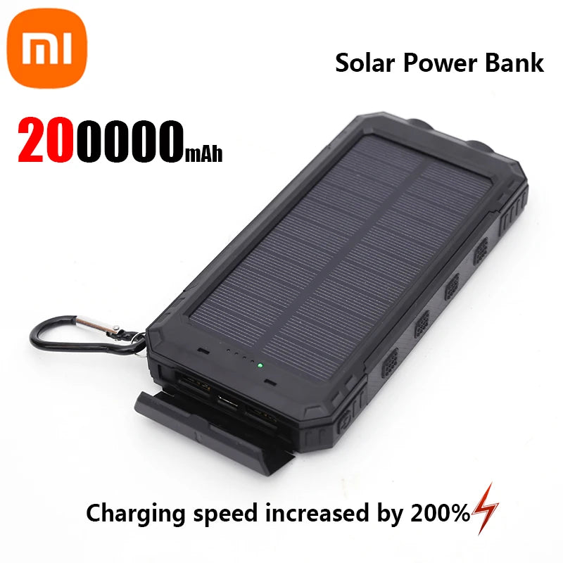 Xiaomi 200000mAh Solar Power Bank Portable Large Capacity Charger Compatible with IOS Android USB-A and USB-C Fast Charging