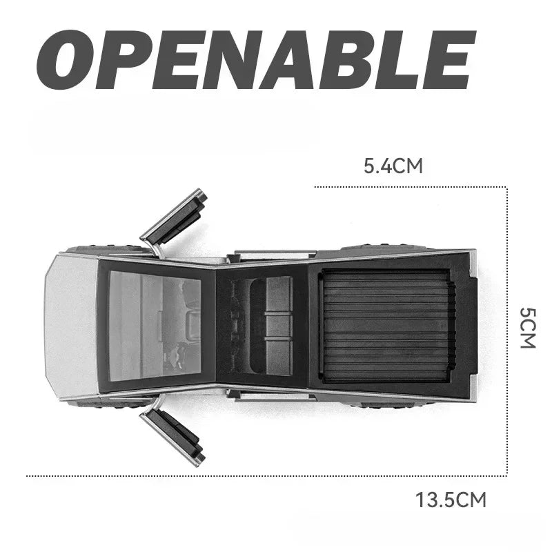 1:36 Tesla Cybertruck Pickup SUV Alloy Car Model Diecast Metal Toy Off-Road Vehicle Pull Back Truck Sound Light Toy Collection