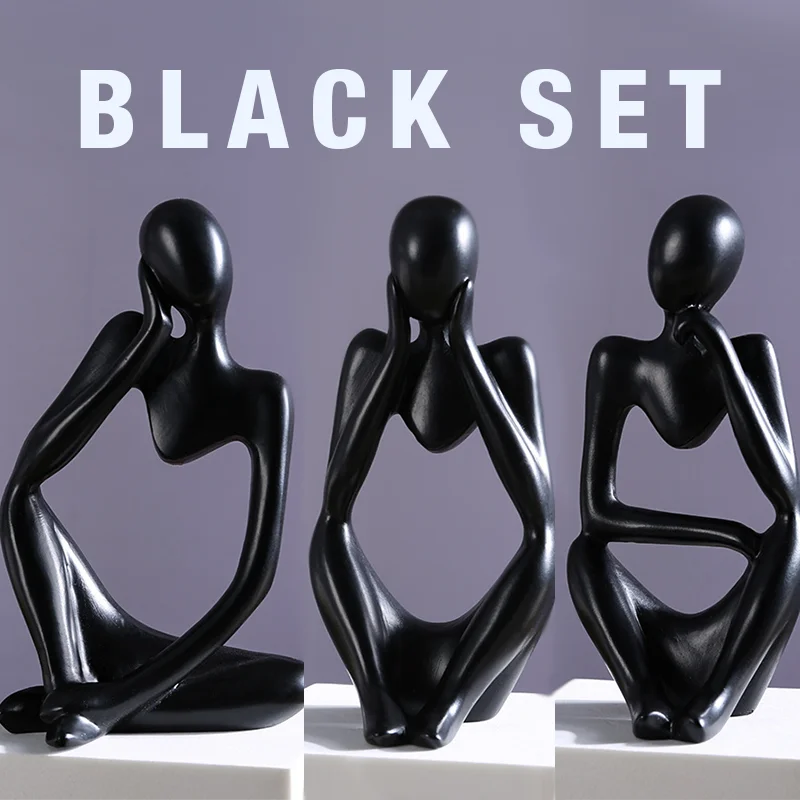 The Thinker set Abstract Statues Sand Color Sculptures Yoga Figurine Nordic Living Room Decor Decoration Room Desk Ornaments